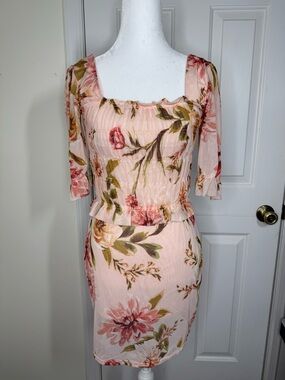 Derek Heart Floral Pink and Green Mini Dress